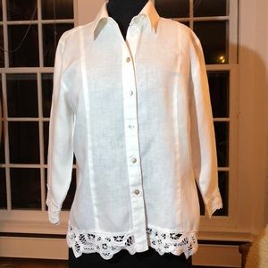 Edward Petite White Linen Button-down